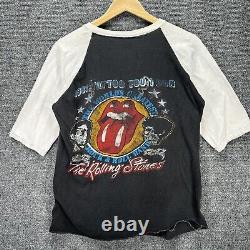 Chemise Raglan Vintage Rolling Stones pour hommes, taille S, tee-shirt noir du groupe tatoué de la tournée américaine de 1981.