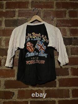 Chemise Rolling Stones vintage des années 80, tournée mondiale de 1981-82, style Henley 3/4.