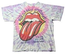 Chemise Vintage Rolling Stones Bridges to Babylon en Tie Dye pour Homme Taille Large