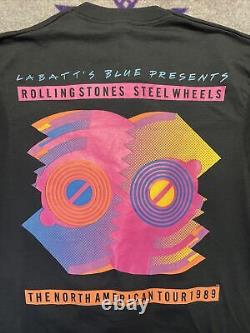 Chemise Vintage Rolling Stones Steel Wheels brockum 1989 Taille Large