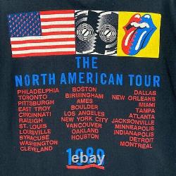 Chemise Vintage des Rolling Stones ORIGINALE - Tournée nord-américaine de 1989 - Taille Large Brockum