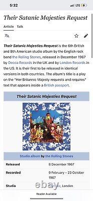 Chemise Vintage des Rolling Stones Their Satanic Majesties Request Grande Taille L Psychédélique