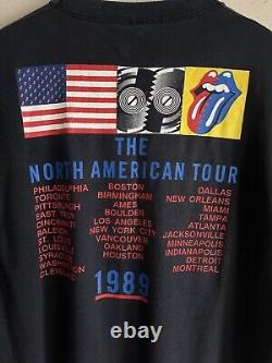 Chemise de concert pour hommes de la tournée nord-américaine des Rolling Stones de 1989