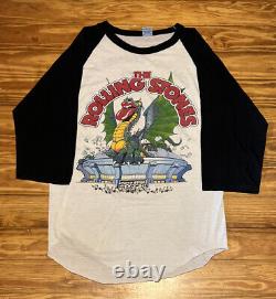 Chemise de concert vintage des Rolling Stones à manches raglan avec dragon de la tournée de 1981, taille L, PORTÉE UNE FOIS