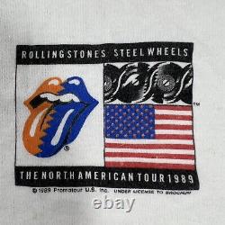Chemise pour hommes Rolling Stones vintage extra large blanche 1989 Tour d'Amérique du Nord