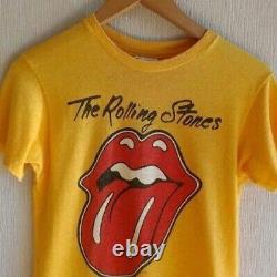 Hanes T-shirt vintage des années 1980 The Rolling Stones tattoo you tour S orange jaune