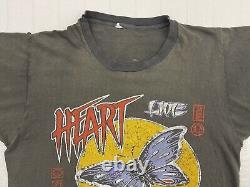 Heart Live On Tour Vintage 80s Single Rock Band XL Brown T-shirt Fits Medium USA