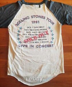Les Rolling Stones 1981 Tour Shirt. Vintage. Taille M. Les Knits. Acheté En Tx