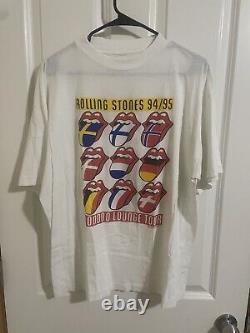 Les Rolling Stones Voodoo Lounge Vintage Blanc 94/95 Tour Taille XL pour Hommes 08/01/94 DC