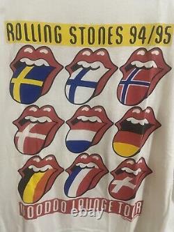Les Rolling Stones Voodoo Lounge Vintage Blanc 94/95 Tour Taille XL pour Hommes 08/01/94 DC