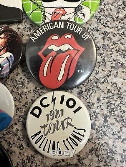 Lot de 21 badges vintage des Rolling Stones (1981-86) - Rare promo avec frais de port gratuits