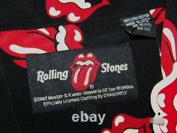 New Nwt Vintage The Rolling Stones Art Dragonfly Polyester Button Dress Shirt L