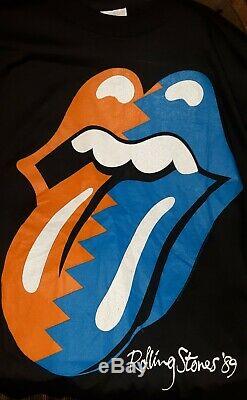 Original Vtg Rolling Stones 1989 Concert Tour T-shirt Mick Jagger Stock Mort