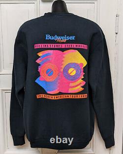 Pull vintage Brockum Rolling Stones Steel Wheels 1989 taille XL pour homme, USA.