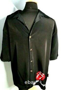 RARE VINTAGE-2002 ROLLING STONES tour-chemise à manches courtes boutonnée en mélange de rayonne/polyester