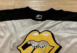 Rare Rolling Stones 98 Tour Hockey Jersey Taille XL Jaune Blanc Noir Rare