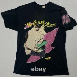 Rare Vintage 1989 The Rolling Stones North American Tour Black Ss T Shirt Années 80