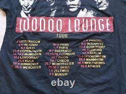 Rare Vintage Rolling Stones Voodoo Lounge European Tour 1994 / 95 T-shirt Noir