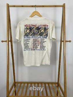 Rare Vtg 1989 Rolling Stones Steel Wheels Burnout Paper Thin Tour T-shirt Taille L