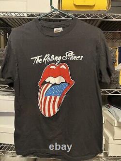 Real Vtg 1981 The Rolling Stones'81 North American Tour Size L T-shirt Noir