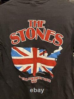 Real Vtg 1981 The Rolling Stones'81 North American Tour Size L T-shirt Noir