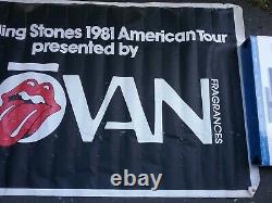 Rolling Stones 1981 Jovan Tournée Bannière 60 X 36 Vg Impossible Hung Dans Les Salons Vtg