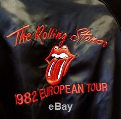 Rolling Stones Authentique Vintage 1982 European Tour Satin Promo Blouson M-l
