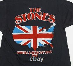 Rolling Stones Chemise Vintage Tour Tee 1981 80s Concert Noir Med Mint Condition
