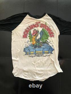 Rolling Stones Original 1981 Vintage Tour Raglan Baseball Shirt Large Band Des Années 80