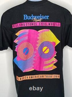 Rolling Stones Steel Wheels North American Tour 1989 Vintage Band Shirt Taille XL