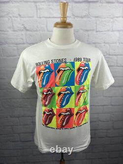Rolling Stones Tournée Nord-américaine 1989 T-shirt Blanc Lg Vintage Rare