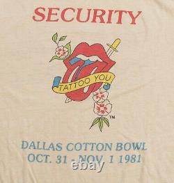Rolling Stones Tshirt De Sécurité Concert Tour Tee Vintage T-shirt M Moyen Original