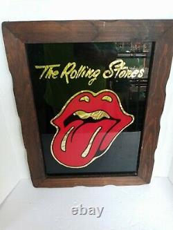 Rolling Stones Vintage Mirrored Gold Framed Wall Suspendu Photo 1980s #904219