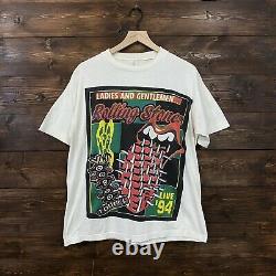 Rolling Stones Voodoo Lounge 1994 T-shirt De Concert Vintage Blanc XL
