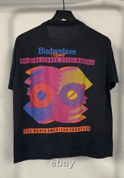 Stones En Acier Rock Concert T-shirt Vintage Tour 1989 Budweiser L