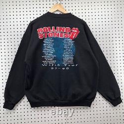 Sweatshirt Vintage Rolling Stones World Tour 97-98 Noir Band XL Pull 90s