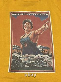Sweatshirt à manches raglan de la tournée Vintage Rolling Stones 1978 Taille S/M Raindrop Voir Disque