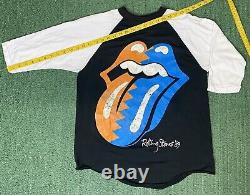 T-shirt HANDTEX Raglan de la tournée nord-américaine des Rolling Stones de 1989 en taille L/XL de style vintage