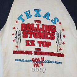 T-shirt NOS Vintage Rolling Stones ZZ Top Texas 1981 Halloween Tour 50/50, taille Medium.