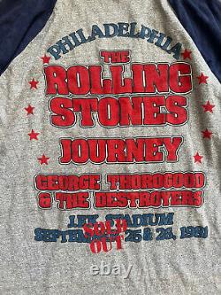 T-shirt Raglan de la tournée Vintage 1981 ROLLING STONES SOLD OUT à Philadelphie, taille L