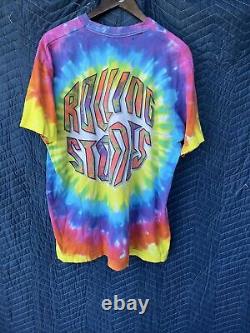 T-shirt Tie Dye Vintage 1994 Rolling Stones Fruit Of The Loom Taille X-Large USA