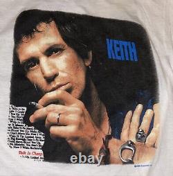T-shirt Vintage 80s Rolling Stones Keith Richards Talk is Cheap Tour 1988, taille XL, USA