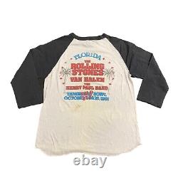 T-shirt Vintage RARE Rolling Stones 1981 Sold Out World Tour FLORIDA Van Halen L