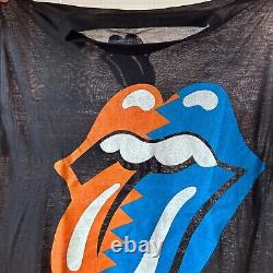 T-shirt Vintage Rolling Stones 1989 Taille XL Tournée Nord-Américaine Noir Ultra-fin
