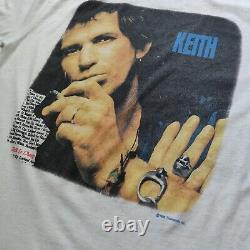 T-shirt Vintage Rolling Stones Keith Richards Talk is Cheap Tour 1988 USA XL