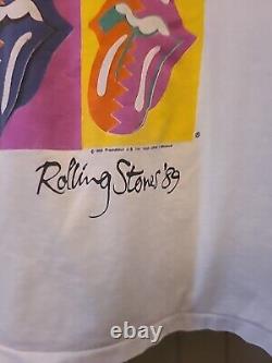 T-shirt à manches courtes Vintage Rolling Stones 1989 THE NORTH AMERICAN TOUR (L)