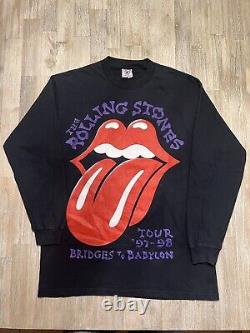 T-shirt à manches longues Rolling Stones vintage des années 90, taille L, tournée Bridges to Babylon 1997-1998