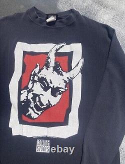 T-shirt à manches longues Vintage Rolling Stones Brockum 1994 Devil Thermal Noir