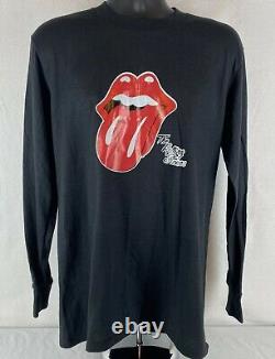 T-shirt à manches longues vintage des Rolling Stones avec un seul point de couture et un transfert thermocollant de 1978, sans étiquette