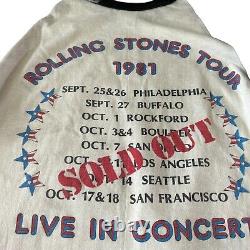 T-shirt baseball raglan de la tournée 1981 des Rolling Stones des années 80 avec dragon rock'n'roll.